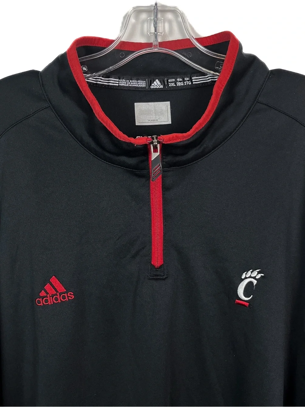 Adidas Cincinnati Bearcats Mens XXL 1/4 Zip Black Red Pullover